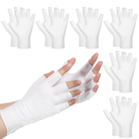 HJZHII 6 Pairs White Fingerless Gloves, White Cotton Moisturizing Gloves Soft Fingerless Glove Breathable Moisturizing Sleeping Glove for Dry Hands Overnight Hydration