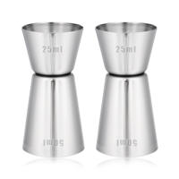 Giantree 2 Pcs Spirit Measure, Stainless Steel 25/50 ml Cocktail Jigger Spirit Measure Cup Dual Measuring Cup, Whisky Measure for Bar Party Wine Cocktail Drink Shaker Shaker