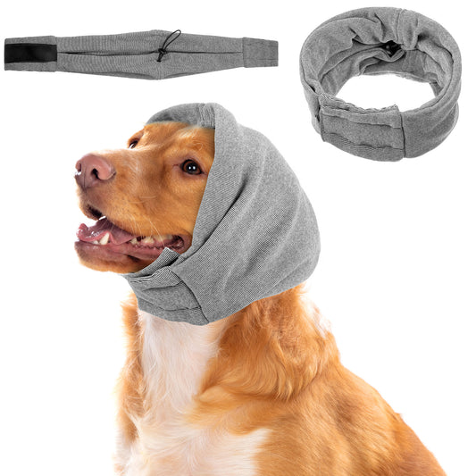 MBAIYO Dog Calming Hoodie,Dog Reducing Noise Hoodies Pet Ear Cover Thunderstorms And Anxiety Relief Adjustable Pet Ear Muffs for Noise Protection(Grey)