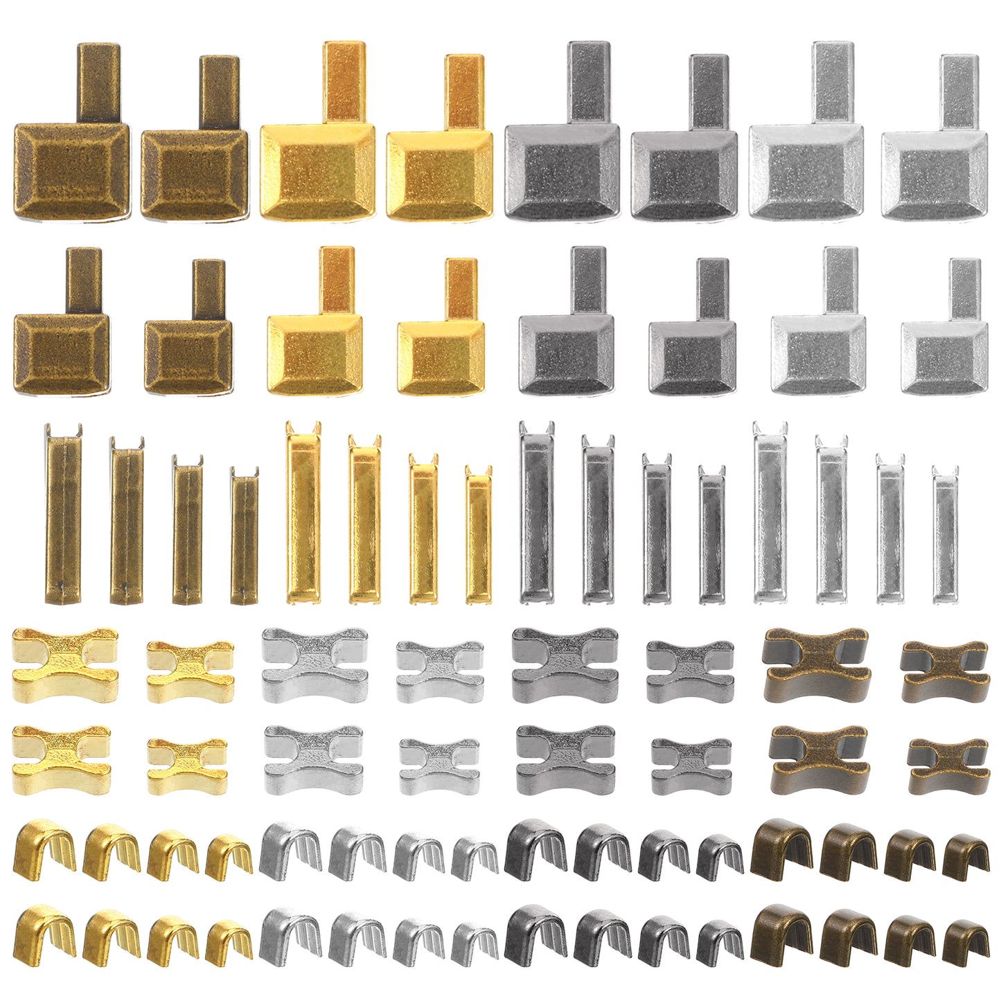 WJIAAA Zipper Stopper, 80Pcs Bottom Stop Replacement, Zipper Insertion Pins & Sliders for Jackets, Coats (4 Sizes, 4 Colors, DIY Sewing Replacement)
