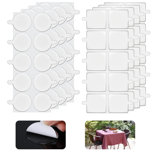 Molain 40 Pcs Transparent Tablecloth Clips, No Trace Outdoor Table Cloth Holder Double Sided Mounting Tape Adhensive Dots Windproof Table Cover Clips for Picnics Party Decorating Indoor Decor (80)