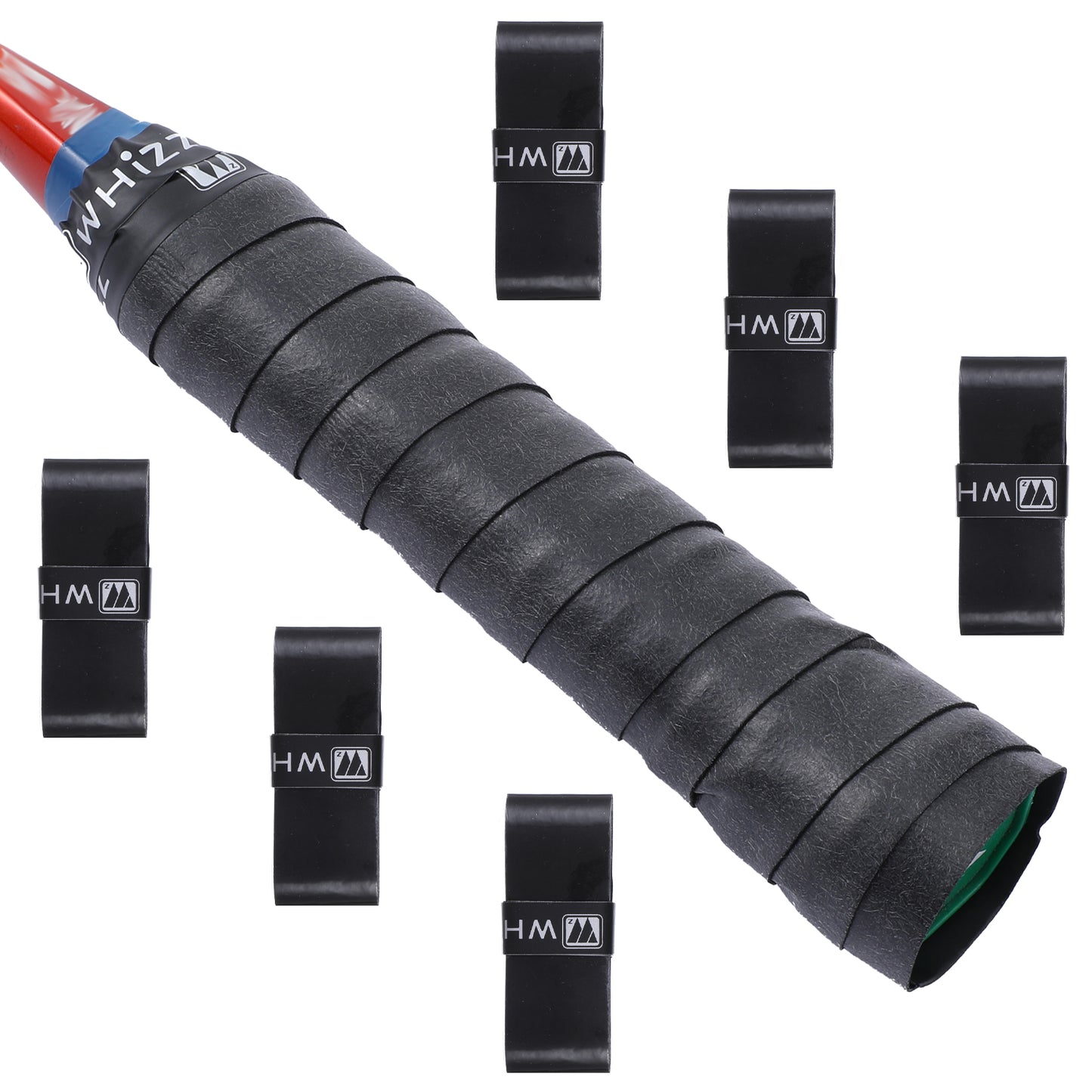 Jeffdad 6 Pack Tennis Racket Grip Tape, Precut and Dry Feel Anti Slip Tennis Grip Tape Absorbent Tennis Grips for Tennis, Pickleball, Badminton Rackets(Black)