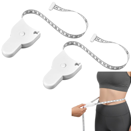 LIQWEI 2 Pack Body Measuring Tape, Retractable Measuring Tape for Body Measurements with Locking Mechanism and Push Button, 60in Tapes Measure Automatic Bodies Tapes Measure for Fitness & Tailoring