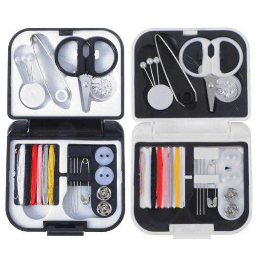 TIESOME 2 Pcs Mini Sewing Kit, Portable Travel Sewing Supplies with Needles Threads Scissors Buttons for Home and Emergency Repairs, Black and White