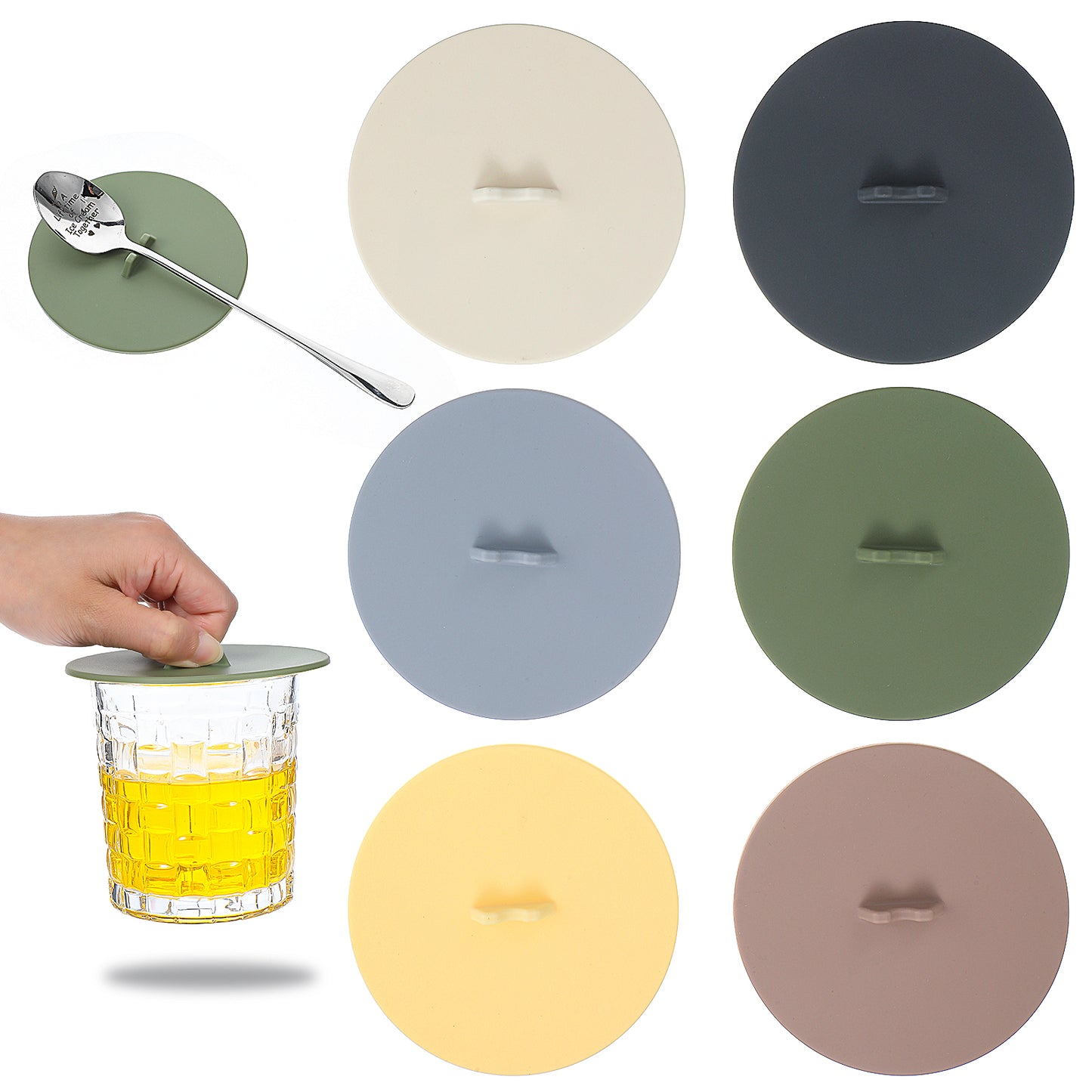 TIESOME 6 Pcs Silicone Cup Covers, 4inch Silicone Mug Lids Colorful Universal Cup Lids Reusable Mug Covers for Tea Coffee Cup
