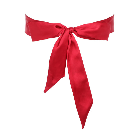 JIYIN Bow Belts for Women, Long Double Side Satin Sash Belt Ceremony Belt for Wedding Bridal Special Occasion Dresses 2'' Wide(Red)