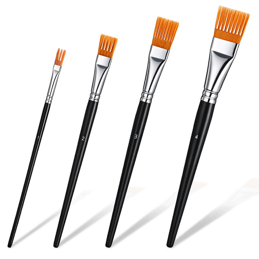 HJZHII 4 Pcs Comb Artist Brush Set, 4 Sizes Grainer Brush Set Artist Paint Brushes Professional Flat Comb Brushes Flat Grainer Paintbrush for Acrylic Painting Oil Watercolor