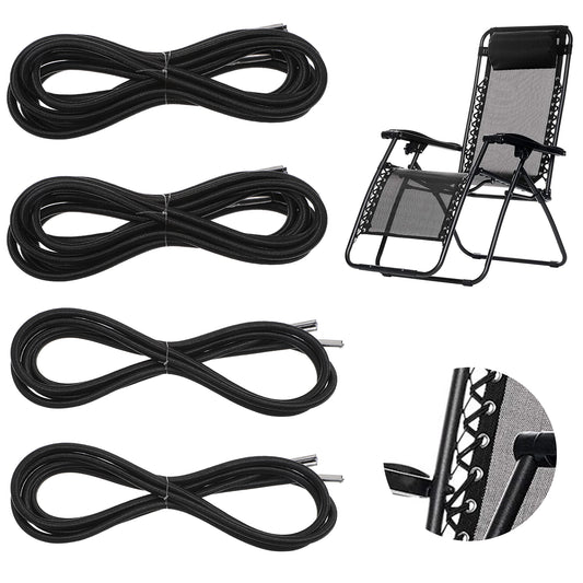 HJZHII 4 Pcs Gravity Chair Cord Replacement, Laces Webbing Repair Cord Universal Elastic Repair Cords Nylon Stretch String Cords for Patio Recliner Chairs Beach Chair Lounge Outdoor String Chairs