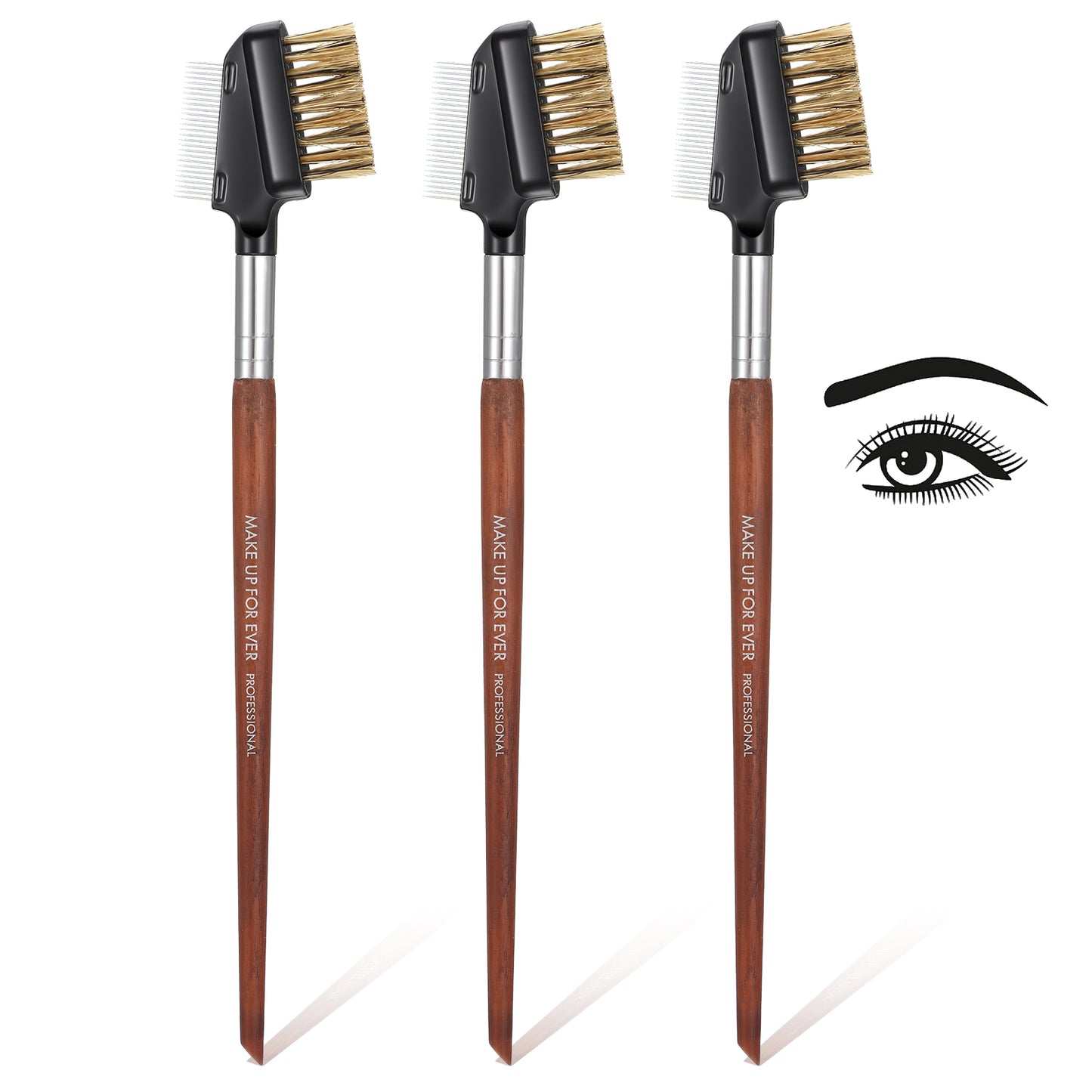 DOPENSPI 3PCS Eyelash Comb and Eyelash Brush, Stainless Steel Eyebrow Brush with Cover Eyelashes Separator Makeup Tool Set Professional Dual Comb Cosmetic Tool
