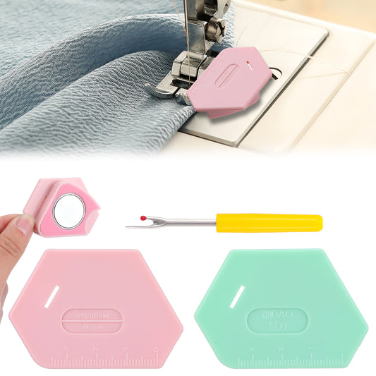 AOZUO 2Pcs Magnetic Seam Guide for Sewing Machine, Polygonal Multifunctional Seam Guide Hemmer with Scale Sewing Seam Guide with Seam Ripper Universal Sewing Guide Accessories