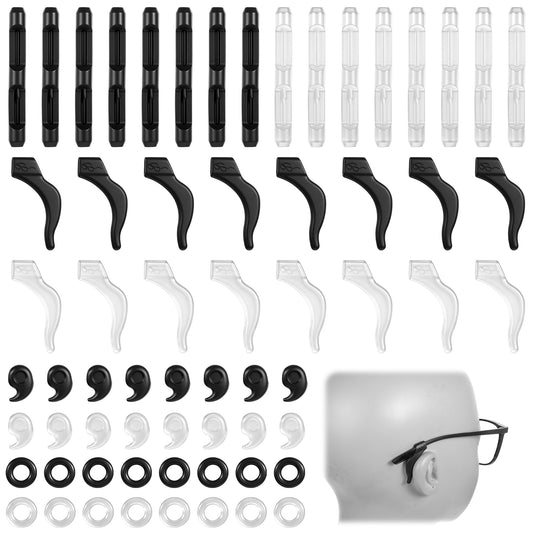 JJUNW 32 Pairs Glasses Ear Grippers, Eyeglasses Ear Grippers Set, Silicone Glasses Ears Hook Anti-Slip Eyeglass Holder, Eyeglass Grip for Behind Ears for Sunglasses, Sports, Study