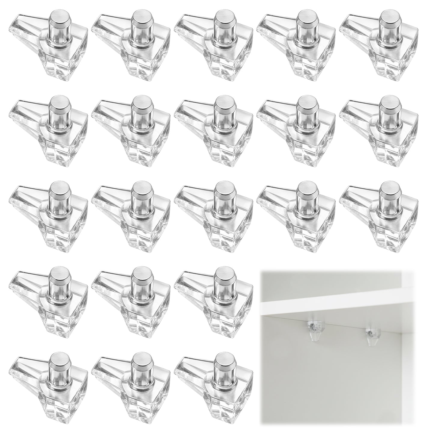 HJZHII 70pcs Clear Shelf Support Pegs, Cabinet Shelf Pegs Adjustable Shelves Brackets Shelves Holder Replacement Peg for Furniture & Closet Bookshelf Kit Locking Pins(5mm)