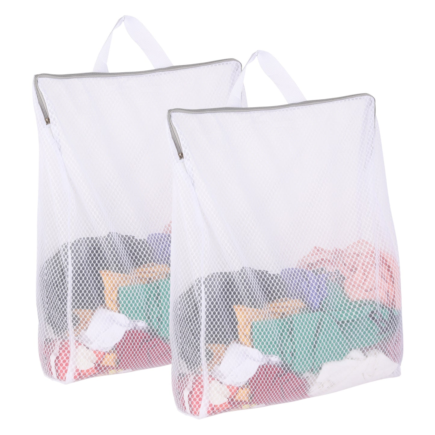 BOHUIZ 2Pcs Large Mesh Laundry Bags with Zipper, 20X16 Inch Net Laundry Bag Reusable Laundry Bags Washing Bag with Handles for Delicates Clothes College Dormitories Apartments(Cellular Mesh)