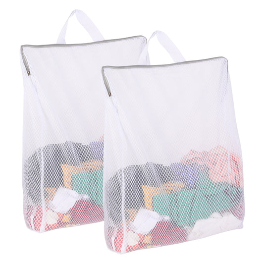 BOHUIZ 2Pcs Large Mesh Laundry Bags with Zipper, 20X16 Inch Net Laundry Bag Reusable Laundry Bags Washing Bag with Handles for Delicates Clothes College Dormitories Apartments(Cellular Mesh)