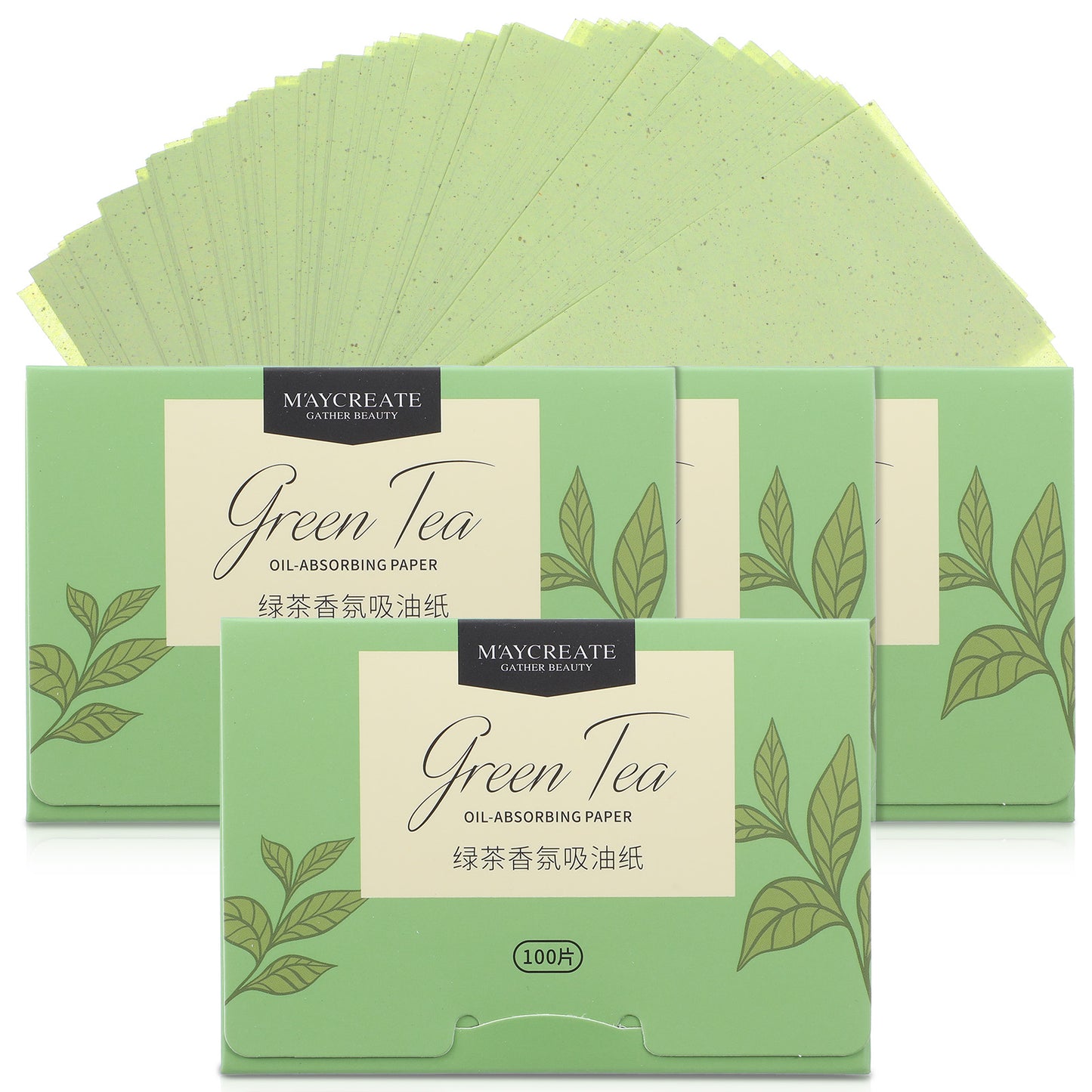 DOPENSPI 400 Sheets Oil Blotting Sheets for Face, Green Tea Blotting Papers Makeup Blottings Paper OilAbsorbing Sheet Green Tea Oil Control Film for Women Men 9.1x6cm