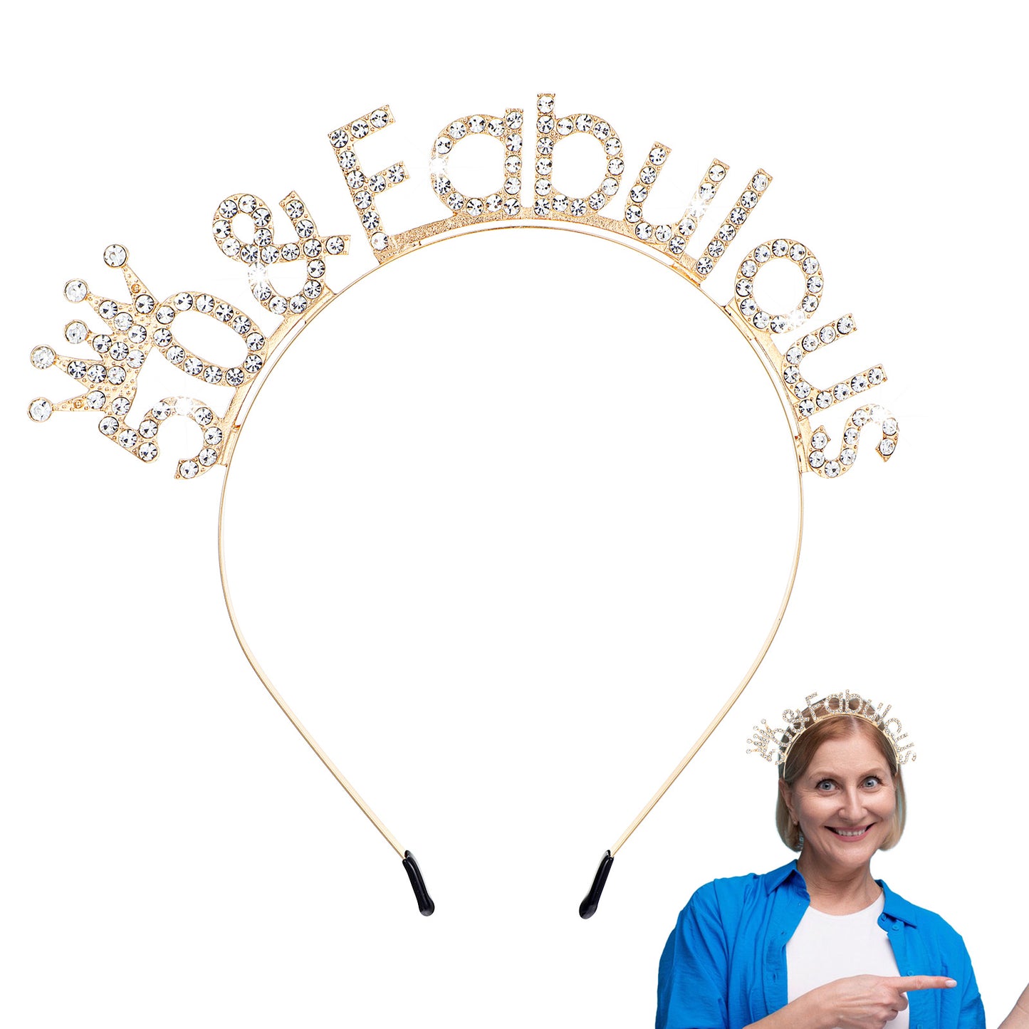 Yuanchu 50th Birthday Decorations for Women, 50 and Fabulous Birthday Headband Birthday Crown Tiara Gift 50th Birthday Decor