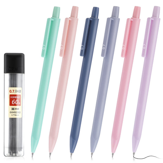 Jeffdad 6 PCS Pastel Mechanical Pencil Set, 0.7mm Cute Mechanical Pencils Aesthetic Artist Pencil Colored Mechanical Pencils for Drawing & Writing for School or Office Supplies