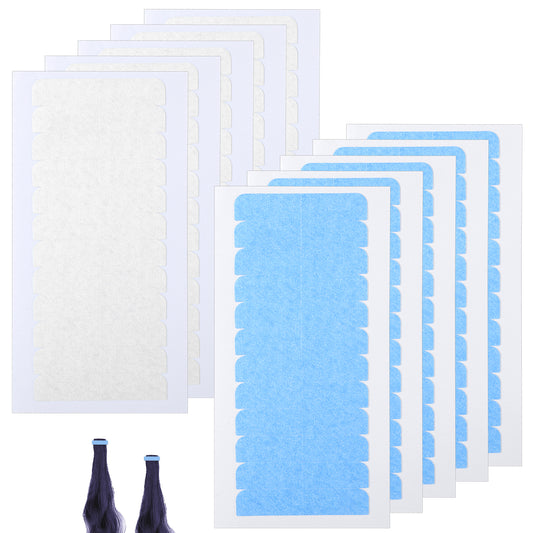 Bewudy 120Pcs Double-Sided Adhesive Tape for Seamless Hair Extensions Double-Sided Tape Replacement Tapes, Super Adhesive Strips for Tape-In Hair Extensions(5 Pcs Blue and White)