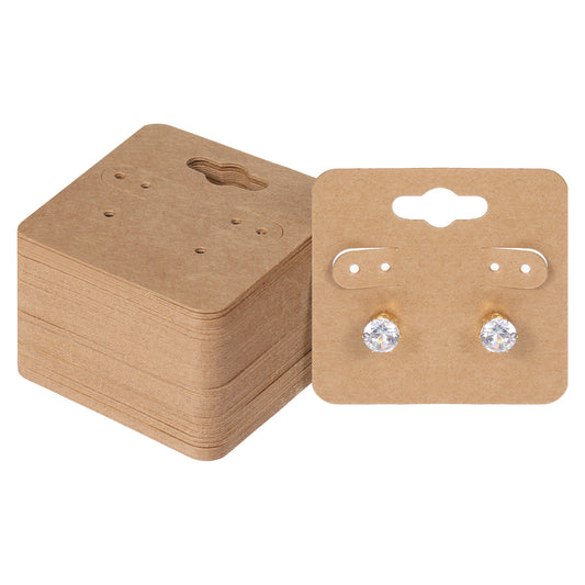 cobee 100 Pcs Earring Cards with Holes, Earring Display Cards Earring Packaging, Cardboard Earring Holders for Selling Jewelry Display DIY Craftsearring Card Holder(Brown)