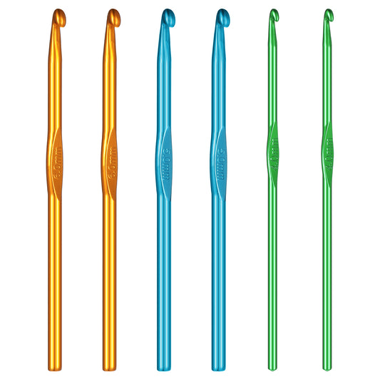 JIYIN 6 PCS Crochet Hooks, Aluminum Crochet Hooks 4 Mm 5 Mm 6 Mm Crochet Hook Crochet Needles for Beginners Knitting Needles Craft Yarn for Knitting Scarf Large Crochet Hooks for Hand Crochet