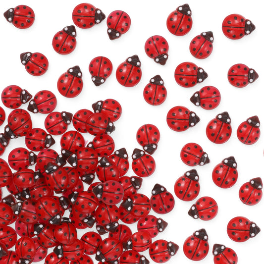 HJZHII 100Pcs Mini Resin Ladybug, Tiny Resin Ladybug Miniature Figurines Ladybugs Decor Tiny Resins Figures for Fairy Garden Micro Landscaping Home Decoration