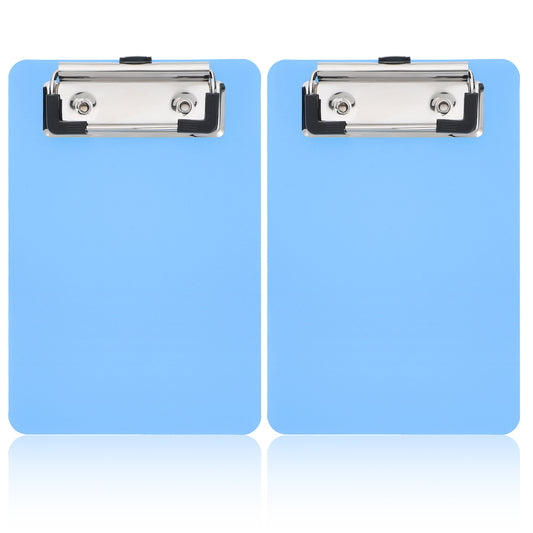 LXUEJIE Mini Clipboards 4" x 6", 2 PCS Black & Blue Plastic Small Clipboards A6 Letter Size Mini Clipboard with Retaining Clips Portable Pocket Clipboard for Home Restaurants Supermarket Offices