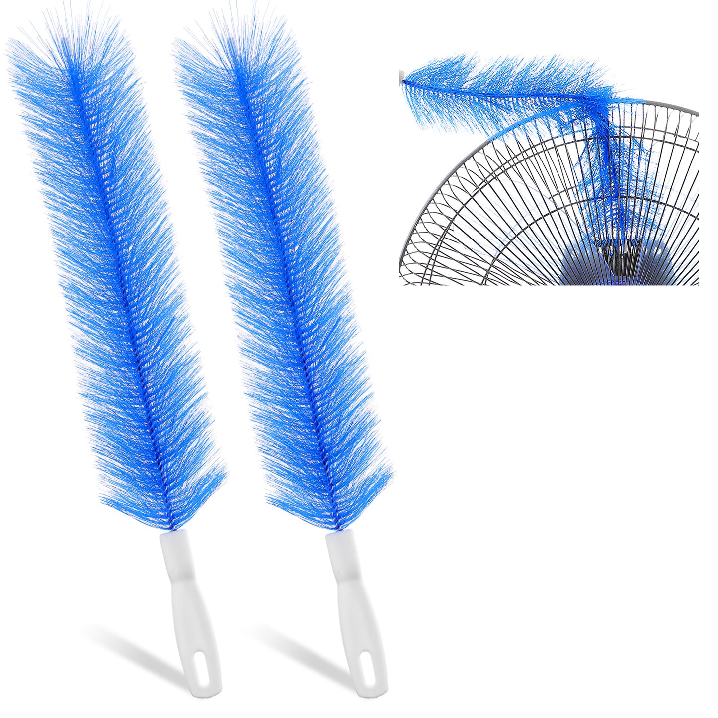 JIEYAO 2 Pcs Bendable Fan Cleaner Brushes, Cobweb Duster Fan Cleaning Brush Set Microfiber Head Washable Brush for Ceiling Fan Air Vents Curtains Cars Box Fan(Blue)
