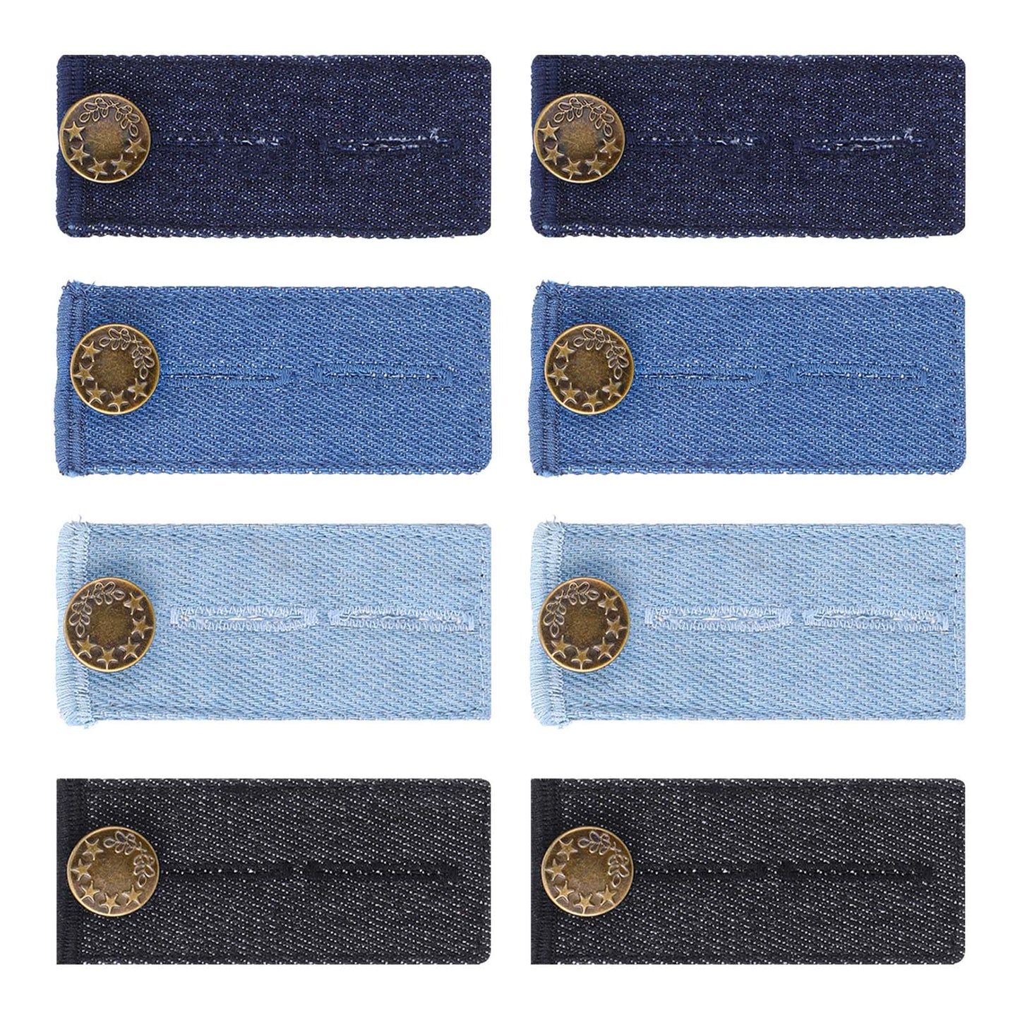 TIESOME 8 Pcs Denim Jeans Waist Buttons Extender, Adjustable Pant Waistband Extender with Metal Button for Trousers Pants Women and Men
