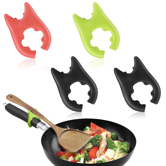 cobee 4pcs Spoon Rest for Cooking, Silicone Spoon Pot Pan Holder Non-Slip Pot Clip Rest Heat Resistance Kitchen Utensil Rest Mini Stove Top Spatula Holder Cute Cooking Gadgets(Style B)