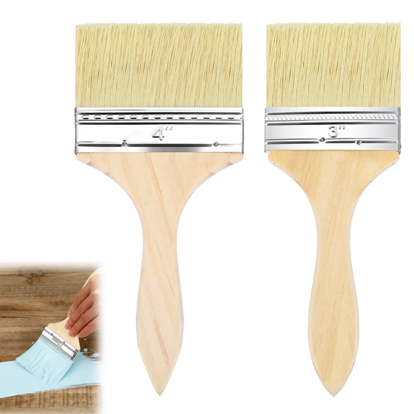 DOPENSPI 2PCS Multipurpose Paint Brush, Fence Paint Brush Masonry Paints Brushes 3 Inch & 4 Inch Fence Brushes for Varnishing Staining Wood Wall Shed Decking Furniture DIY Project