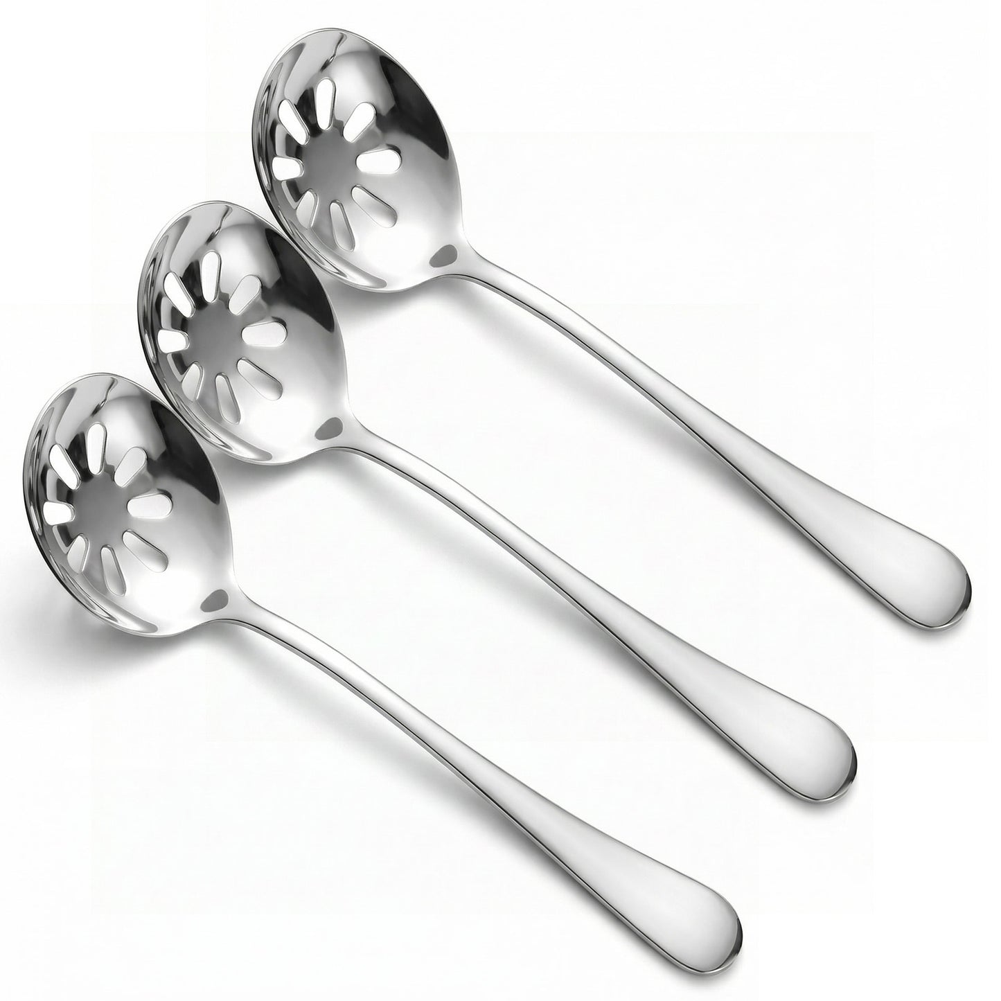 HJZHII 3 Pcs Slotted Spoon, Stainless Steel Strainer Spoon 7.67 Inch ServingSpoon for Cooking Small Colander Spoons Solid Serving Slotted Spoons for Buffets Restaurants