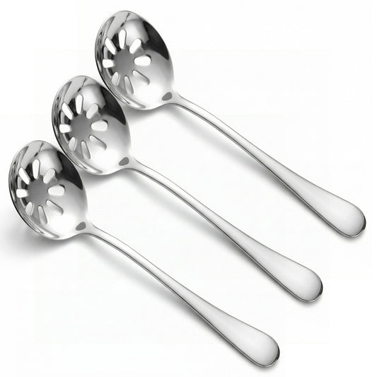 HJZHII 3 Pcs Slotted Spoon, Stainless Steel Strainer Spoon 7.67 Inch ServingSpoon for Cooking Small Colander Spoons Solid Serving Slotted Spoons for Buffets Restaurants
