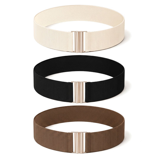 HJZHII 3Pcs Wide Stretchy Belts for Women, Adjustable Invisible Waist Belt
