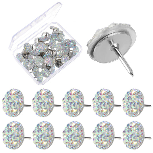 Molain 40 Pcs Diamond Push Pins Glitter Rhinestone Thumb Resin Decorative Thumb Tacks for Wall Hangings Bulletin Board Cork Board Posters