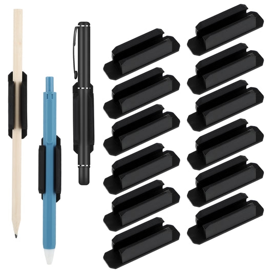 AOZUO 12 PCS Pen Holder for Desk, Adhesive Pencil Holder Silicone Pen Holder for Classroom Wall Marker Clip Holder with Adhesive Stickers for Clipboard School Office Student Teacher Organizer Accessor