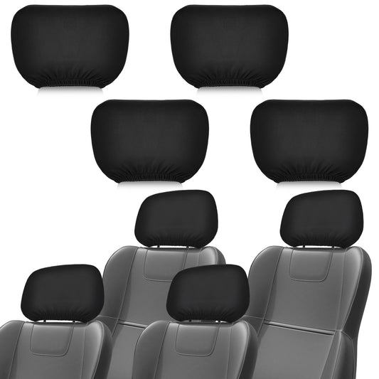 JIEYAO 4 Pcs Universal Car Headrest Cover, Reusable Car Head Rest Protector, Breathable Fully Surrounded Simple Dust Cover Fabric Head Rest Coverings Automotive Seat Covers Accessories for Most Cars