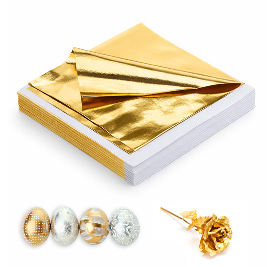 JJUNW 200PCS Gold Leaf Sheet, Foil-Leaf Set, Gold Leaf Sheets for Art for DIY Art Decoration, Nails, Handicrafts, Bronzing, Furniture, Painting, Resin(3.15 x 3.35 Inches)