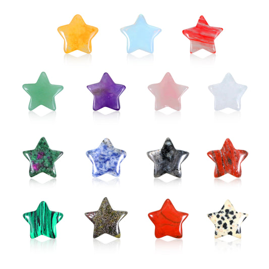LIQWEI 15 Pcs Crystals Star Natural Healing, Crystal Set Mini Crystals Worry Stones Bulk Stars Decor, Opal Stone Mini Gemstones for Meditation Energy Reiki Mood Balancing DIY Little Jewelry