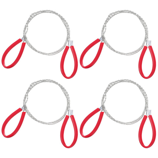 HJZHII 4Pcs Stainless Steel Cable Saw, Hand Pocket String Rope Saw Emergency Survival Wire Camping PVC Pipe Cable Cutting Tool for Wood Trees Cutting Hiking Travel Hunting 25.59in