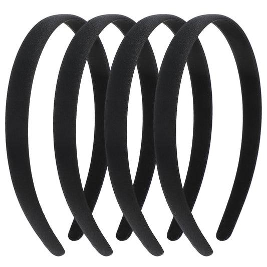 JIYIN 4 Pcs Satin Black Headbands for Women, Plain Wide Hair Band Fashion Solid Hairband Non-Slip Elastic Hoops for Women Girls Cosplay Christmas Valentine's Day Gifts