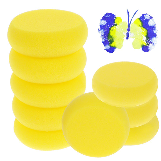 SHENLIU 6 Pcs Pottery Sponges, 3 Inch Round Painting Sponge for Pottery Wheel & Ceramics, Yellow Artist Sponges for Clay, Watercolor, Face Painting and Crafts