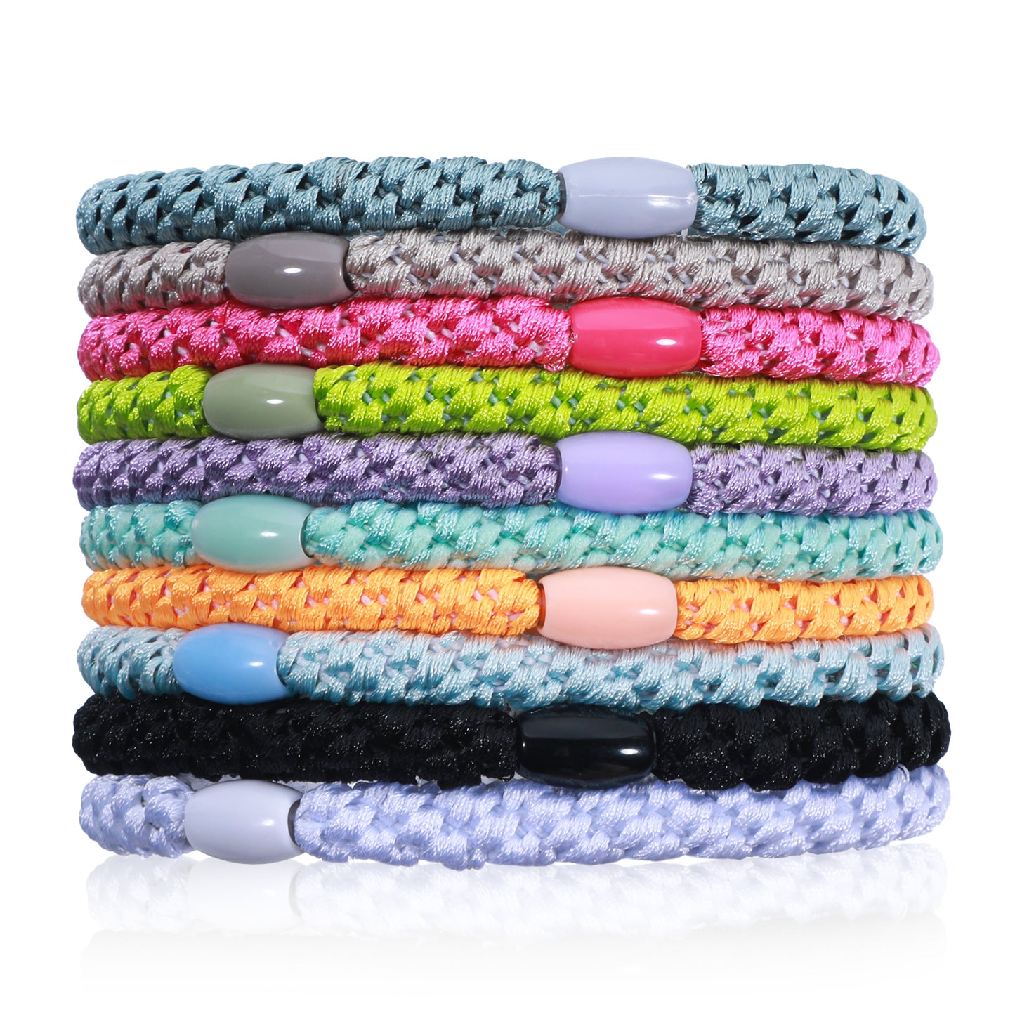 JIYIN Elastic Hair Tie for Women, 10PCS Ponytail Holders Hair Ties No Damage Braided Hair Bands for Thick Hair and Curly Hair, Boho Style Elastic Hair Ties Mixed Colors