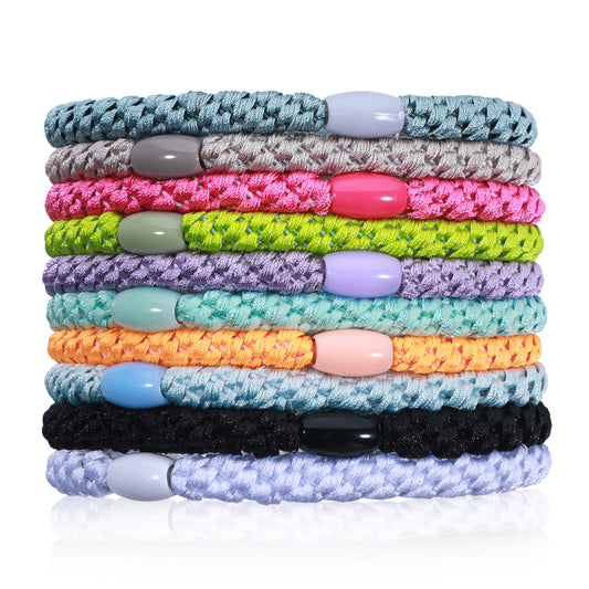 JIYIN Elastic Hair Tie for Women, 10PCS Ponytail Holders Hair Ties No Damage Braided Hair Bands for Thick Hair and Curly Hair, Boho Style Elastic Hair Ties Mixed Colors