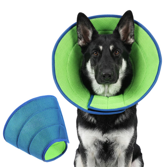 MBAIYO Soft Cone Collar for Dogs, Adjustable Breathable Cone Collar for Mild Care Small Medium Dogs Fit Neck Size 11.8-15in, Post-Surgery Recovery E-Collar