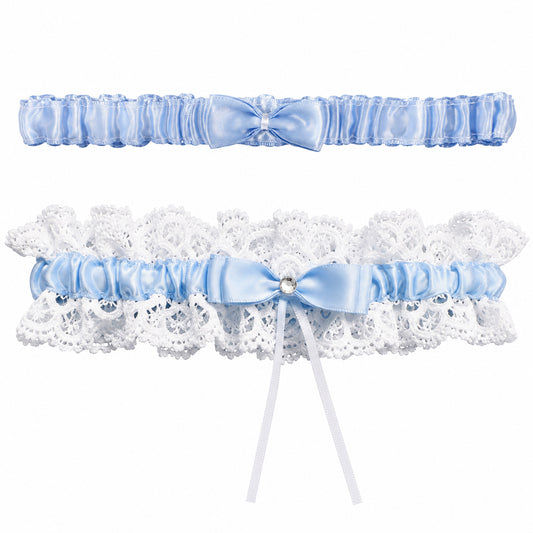 HJZHII 2 Pcs Wedding Garters for Bride, Elegant Blue Garter for Wedding