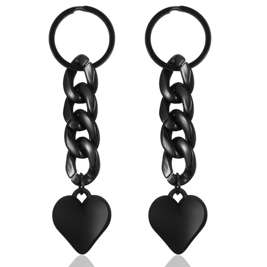 MBAIYO 2PCS Black Heart Pendant Keychain, Cute Heart Charm Black Chain Links Hearts Charm Key Ring for Bag Purse Women Kawaii Key Ring Decorative Matt Keys Holder for Handbag Backpack Car Keys Wallet