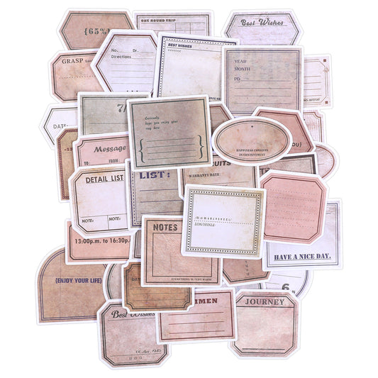 JIEYAO 80 Pcs Vintage Scrapbook Paper Stickers, Retro Label Stickers for Scrapbooking, Aged Writing Paper Stickers Aesthetic Junk Journal Supplies Aesthetic Stickers in Brown Tones for DIY Crafts(B)