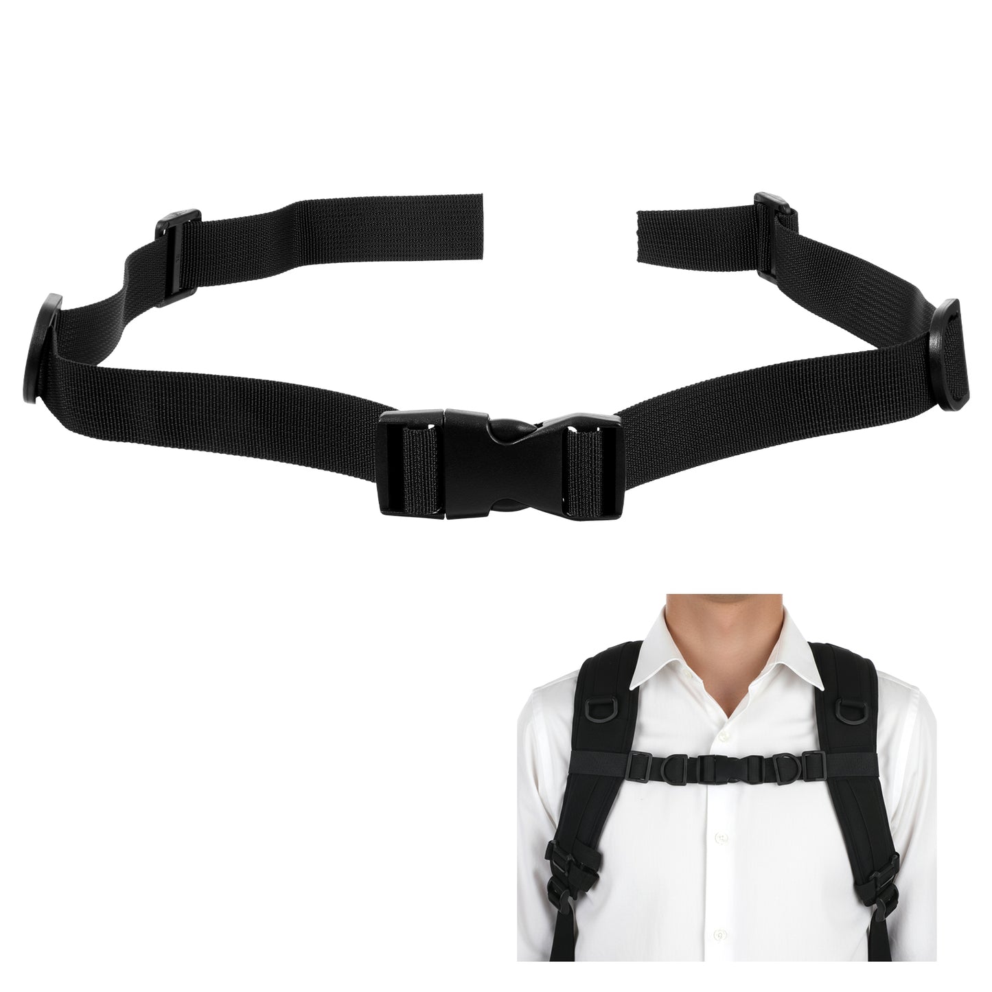 XLIUAX Backpack Chest Strap Add on, Adjustable Backpack Sternum Strap with Quick-Release Buckle Heavy Duty Pack Waist Straps Chest Belt for Hiking Commuting Daily Outdoor