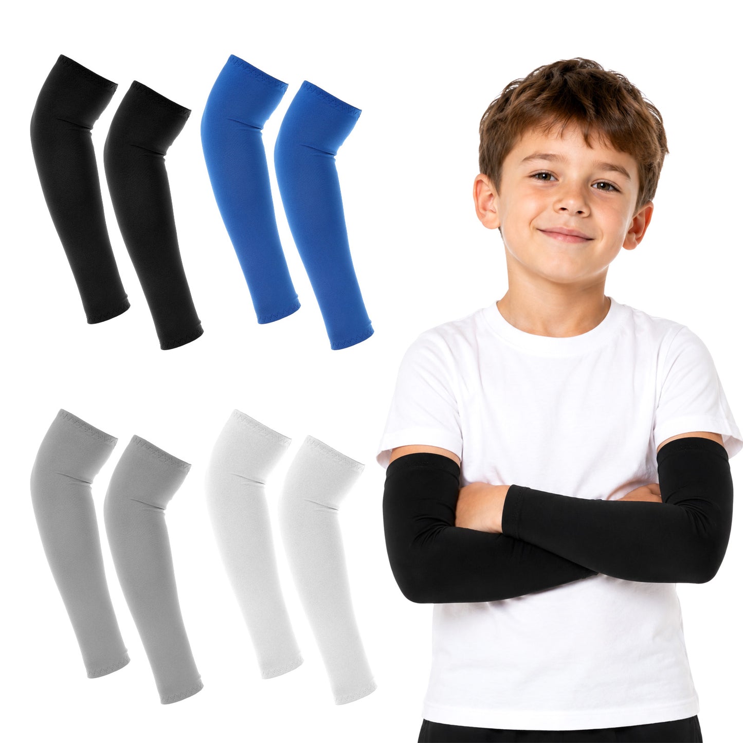 XLIUAX 4 Pairs Cooling Volleyball Arm Sleeves for Outdoor Sports, Thin Milk Silk Compression Sleeves with UV Protection