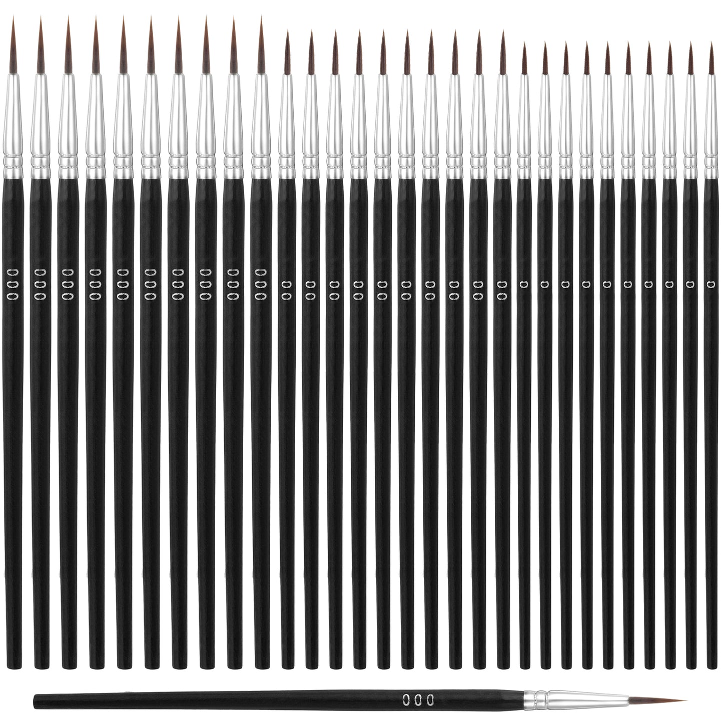 AOZUO 30-Piece Fine Brush Set, 3 Sizes, Micro Detail Paint Brush, Acrylic Brush, Artist Brush Set, Model Making Brush, Set Acrylic Brush, Watercolour Brush Set for Watercolour Acrylic Oil Painting